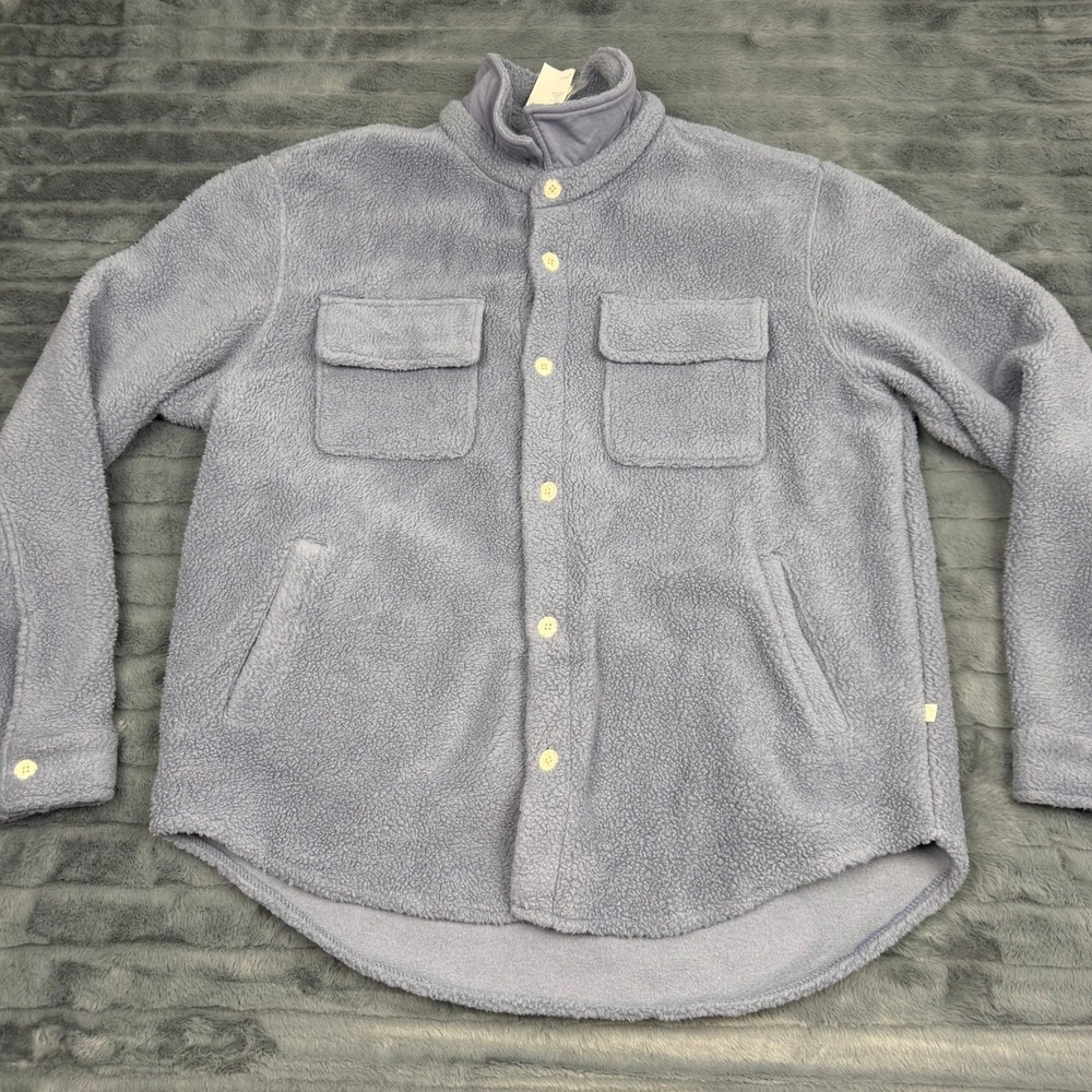 Urban Outfitters Standard Cloth Sherpa Fleece Shirt Jacket Blue Large 67398735